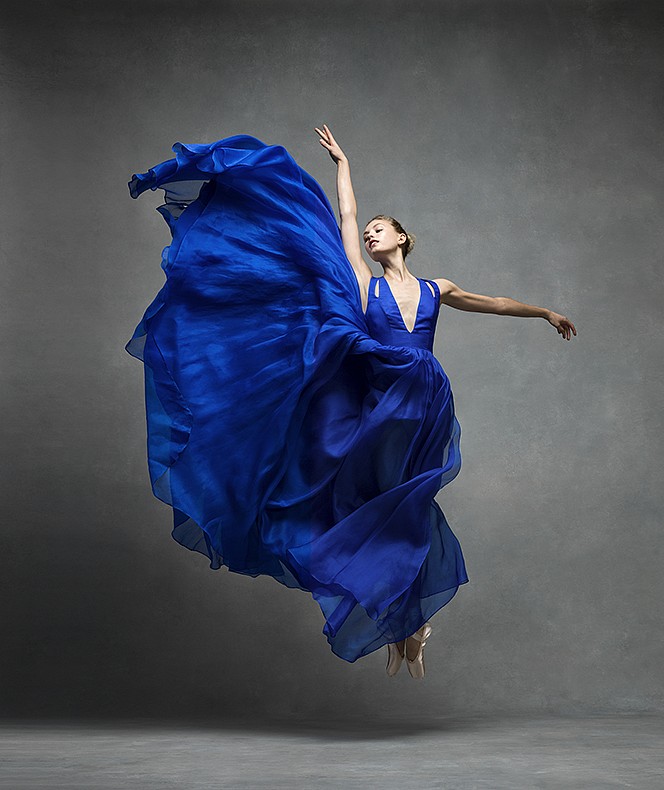 Ken Browar & Deborah Ory, Miriam Miller 
Dye sublimation print on aluminum, 50 x 42 in.
New York City Ballet, dress by Leanne Marshall