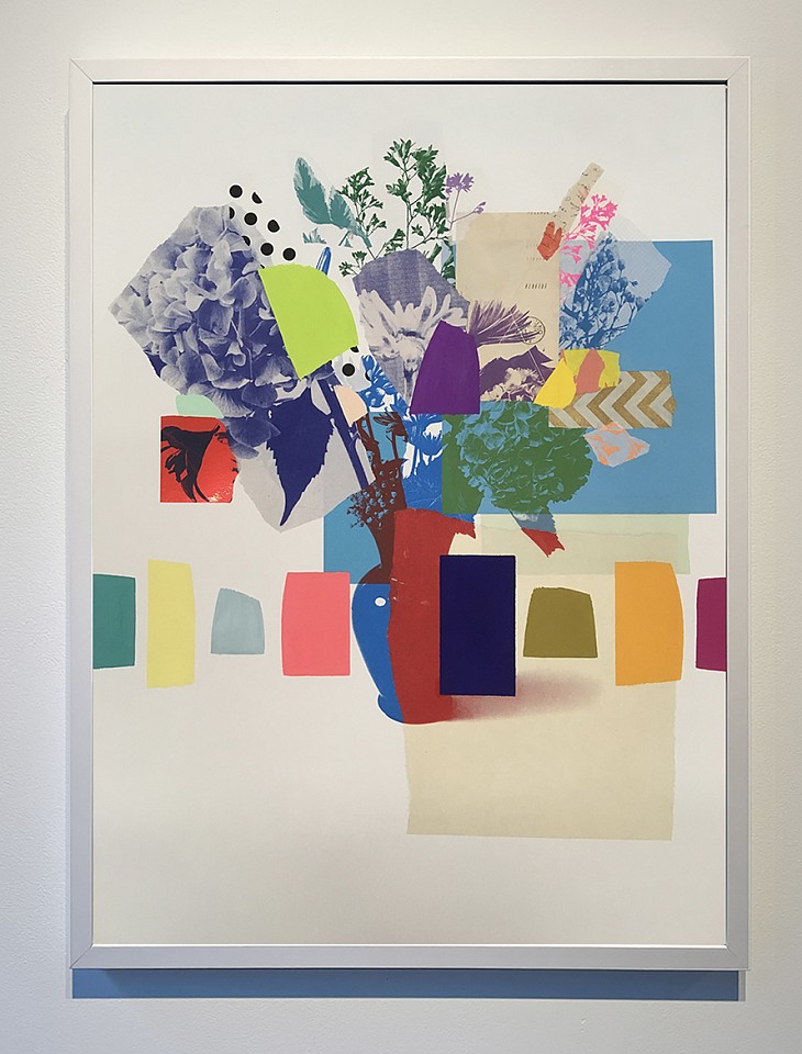 Emily Filler, Paper Bouquet (blue & green hydrangea)
Silkscreen, collage & gouache on paper, 31 x 23 in.