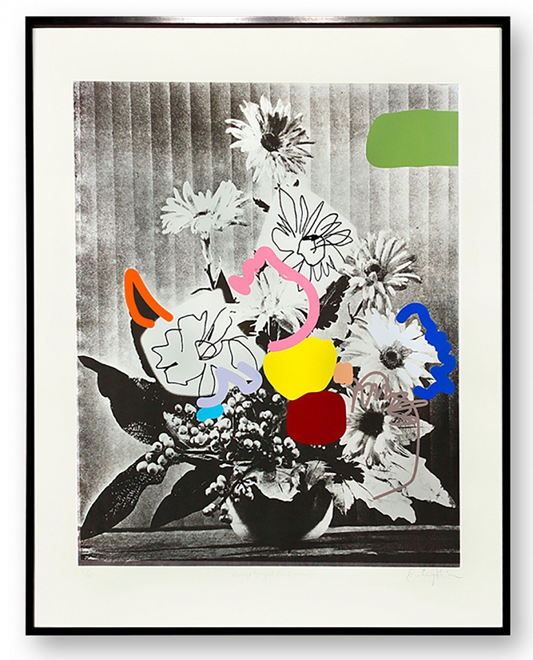 Emily Filler, Vintage Bouquet (in rainbows)
Hand pulled silkscreen on paper, 50 x 39 inches framed, 
edition no. 14/15
