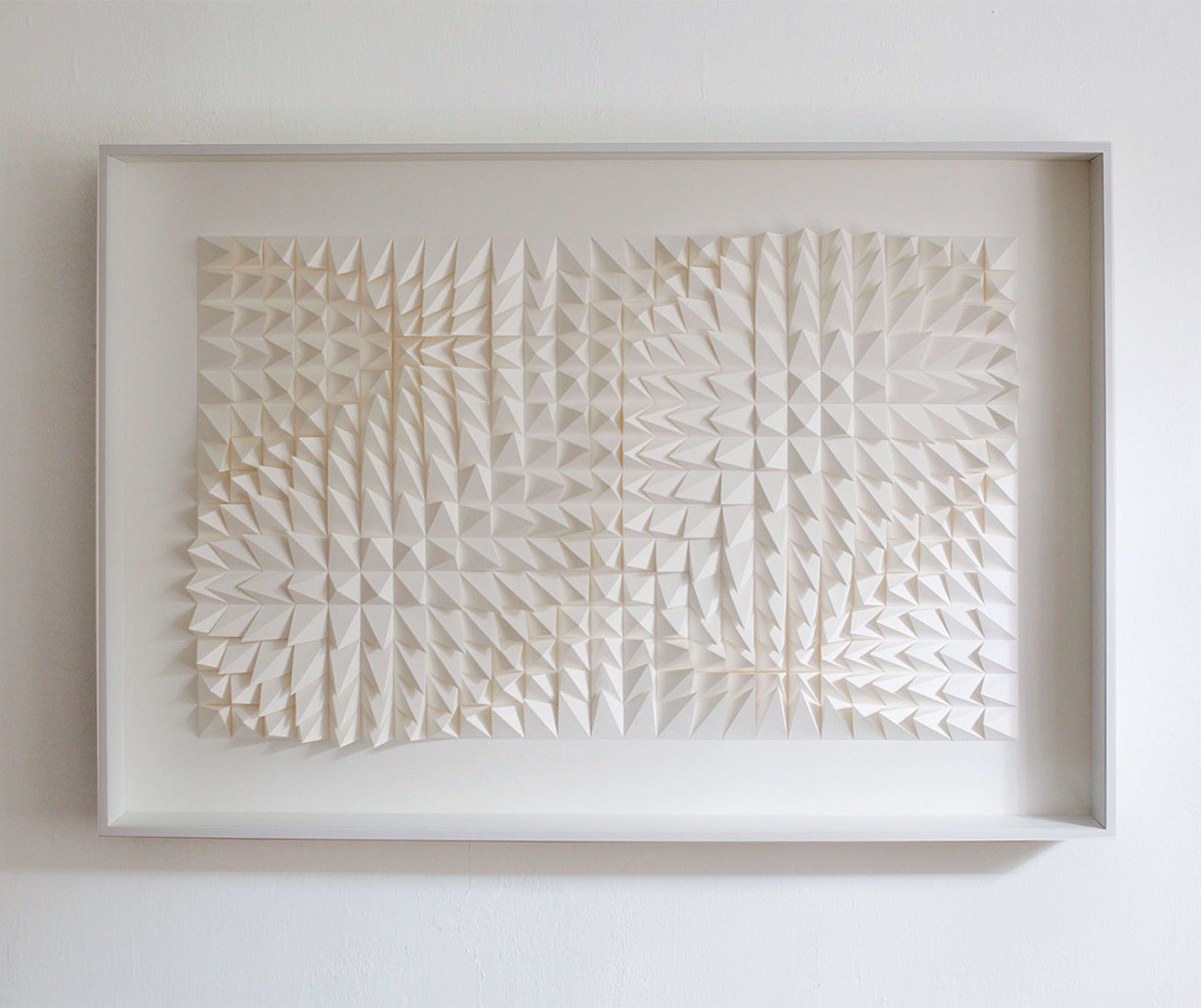Anna Kruhelska, Untitled 230 (Sold)
Hand-folded archival paper, 32 x 48", (art may be oriented horizontally or vertically)
Framed with non-reflective glass