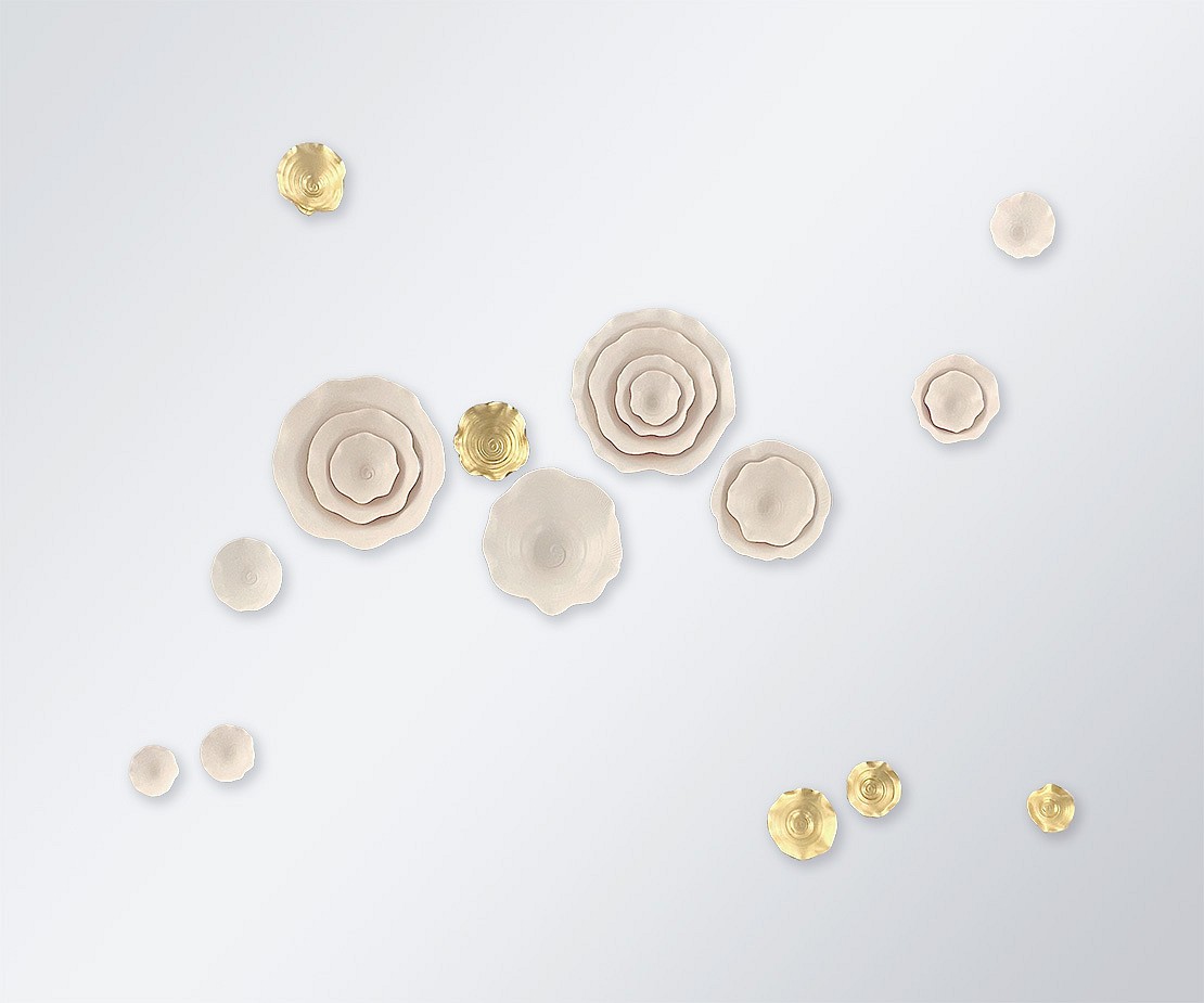 Lucrecia Waggoner, Bring Me Sunshine
Porcelain with 22 kt gold leaf, dimensions variable (53H x 66W" as shown)