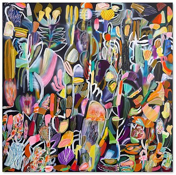 Sarah Giannobile - Night Flower 60 x 60 in.