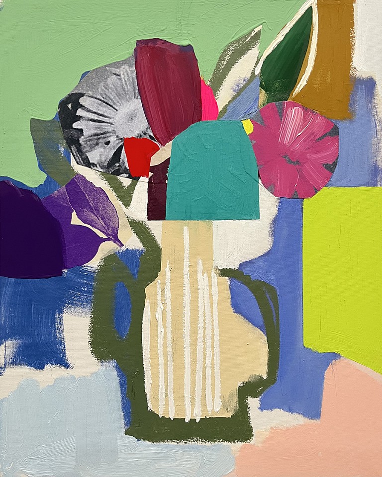 Emily Filler, Small Bouquet (white stripes)
Mixed media on canvas, 20 x 16 in.