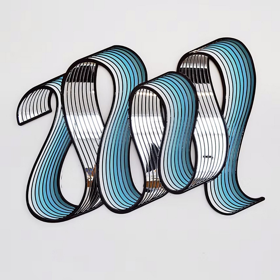Jenna Krypell, Steel and Teal
Paint, resin & mirror on panel, 43 x 60 in.