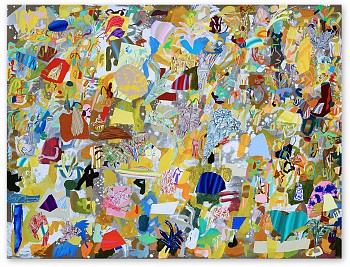 Sarah Giannobile - Citrine and Pink Flowers 36 x 48 in.