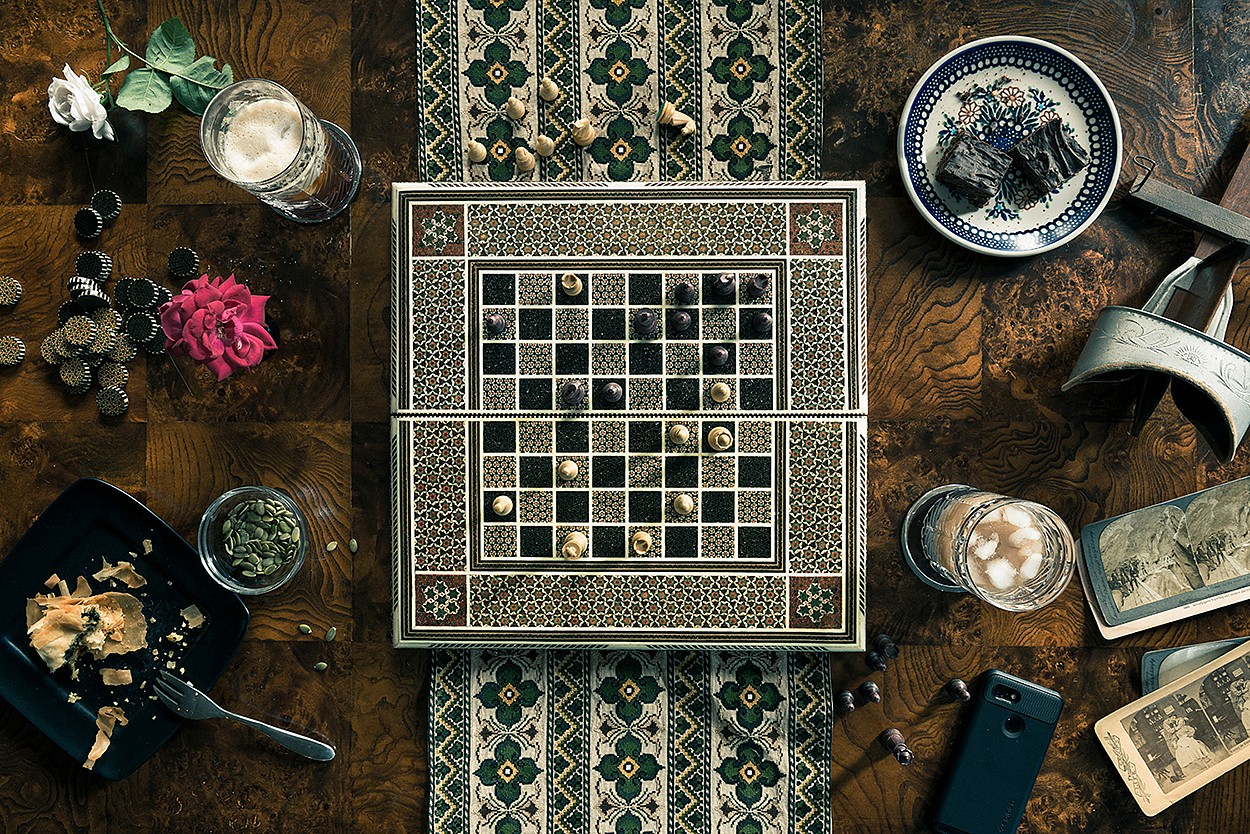 Christos Palios, Chess, Stereoscope & Garden Roses
Archival pigment print, edition offered in 4 sizes