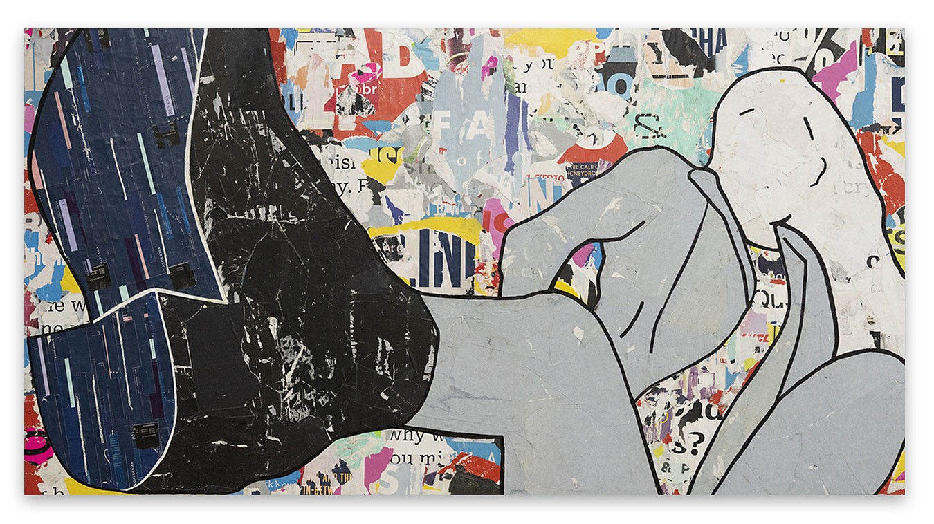 Jane Maxwell, The Kick (Sold)
Mixed media on panel, 31 x 58 in.