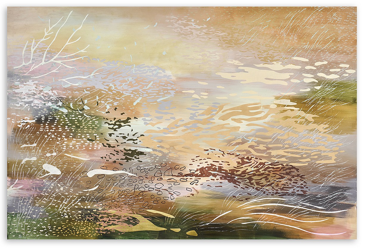 Laura Fayer, Free Frontier
Acrylic & Japanese paper on canvas, 40 x 60 in.