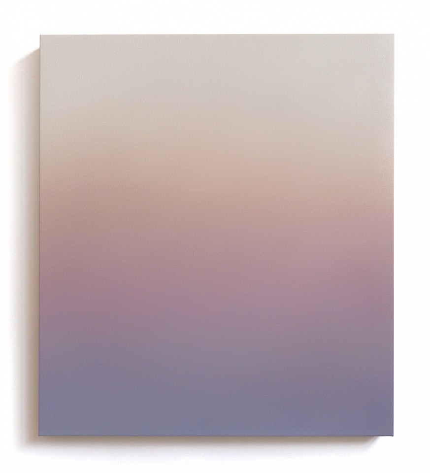 Lindsy Halleckson, Skywatching: Belt of Venus (Cuttyhunk, Civil Dusk Sept. 2025)
Acrylic on canvas, 40 x 36 in.
"Over the last few years, I have immersed myself in a multi-year painting and research project to examine the colors we perceive in the sky at dawn and dusk from different locations across the planet. I study how colors shift or remain consistent depending on variables of latitude, elevation, season, weather, and surface-level air quality. The paintings produced through this process are not illustrations of data, per se, but perceptual records."